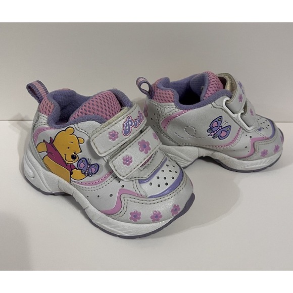 Vintage Disney Winnie The Pooh Sneakers Purple Butterflies Size 3 Baby Girl